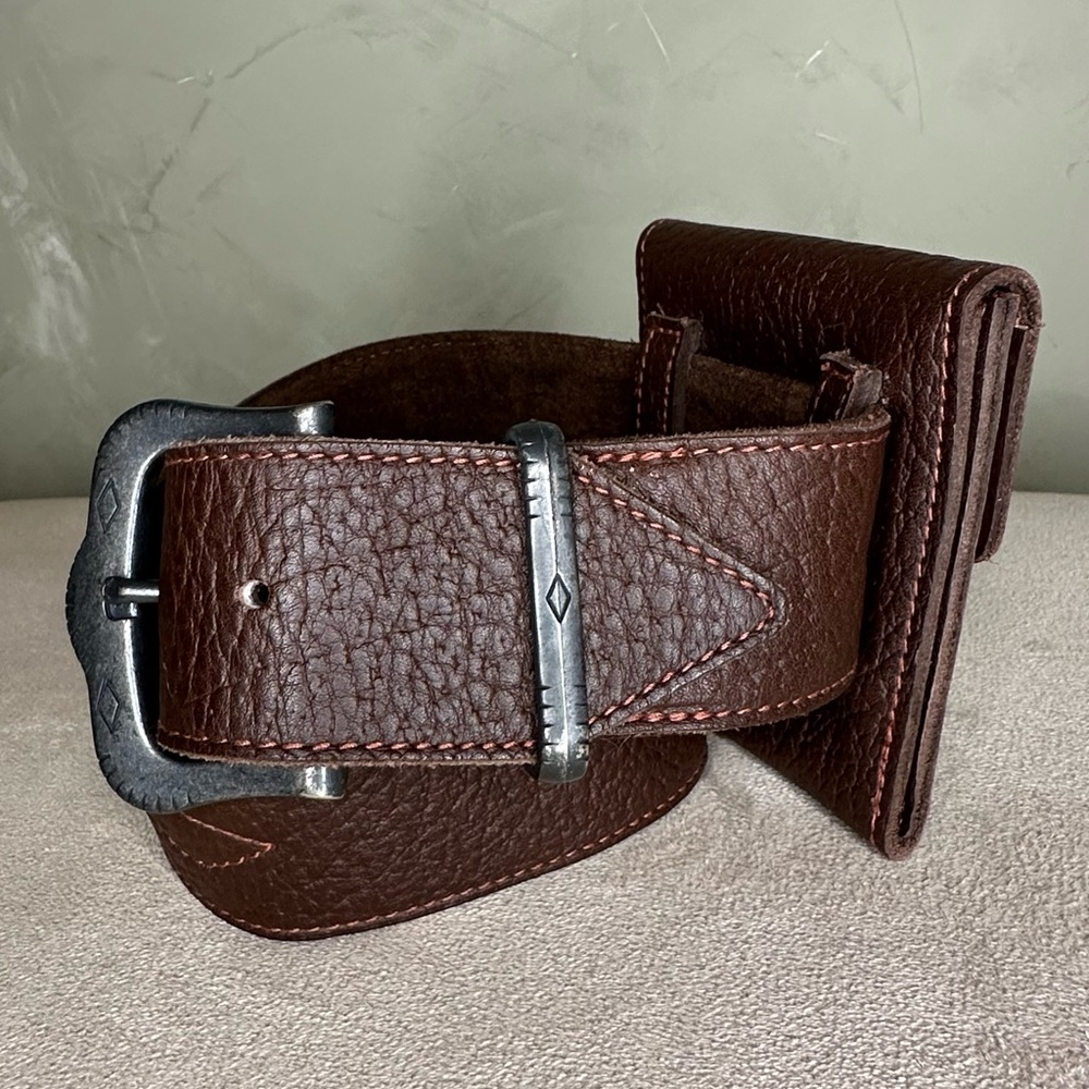 Banana Republic Turkana Pebbled Leather Belt Coin Pouch Brown Women’s Size M